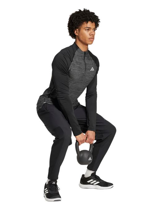 Adidas GYM+ 3S 1/4ZIP Maglia Uomo ADIDAS | IM7487BLACK/MELANGE
