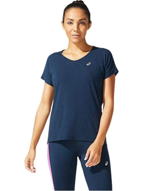 Asics V-Neck SS Top T-Shirt Running Donna ASICS | 10246402-FRENCH_BLUE