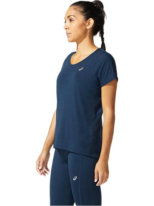 Asics V-Neck SS Top T-Shirt Running Donna ASICS | 10246402-FRENCH_BLUE