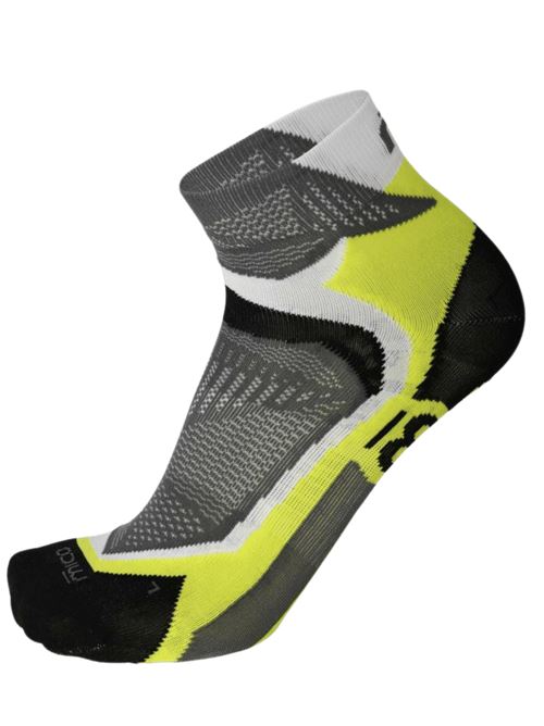 calza run corta x-light x-performance MICO | CA01287BIANCO/GIALLOFLUO